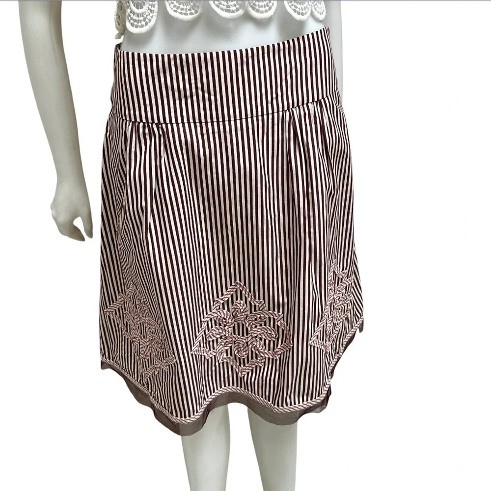 New Powder Pink Brown Striped Skirt‎ A-Line Office Siren School Teacher 3D Artsy